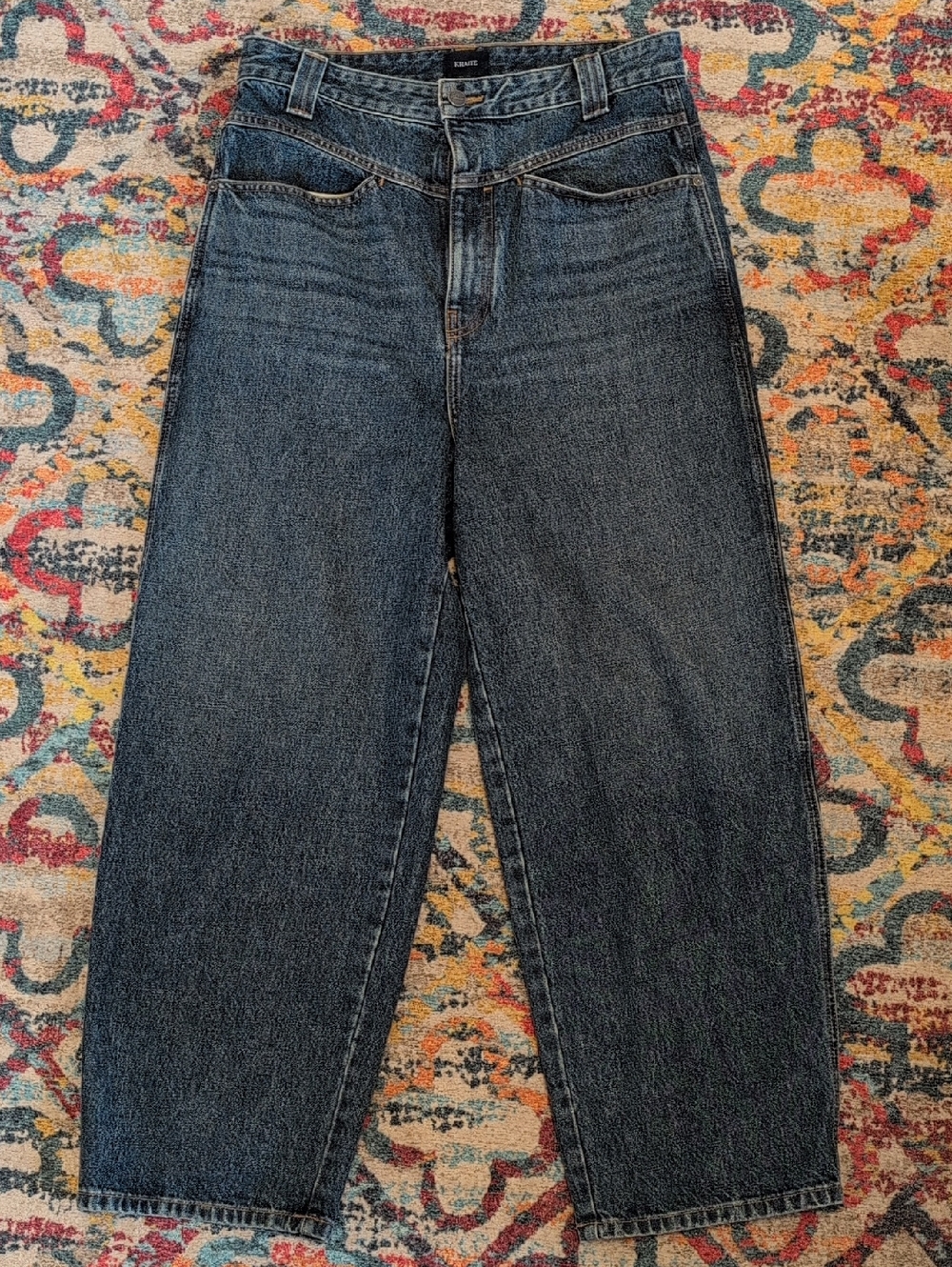 Khaite Preen Jeans 28 EUC High Waisted Zip Fly Slight Barrel Shape